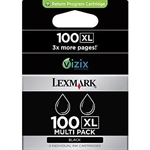 Afbeelding van Lexmark 14N0848 nr. 100XL inktcartridge zwart hoge capaciteit 2 stuks (origineel) | LEX14N0848